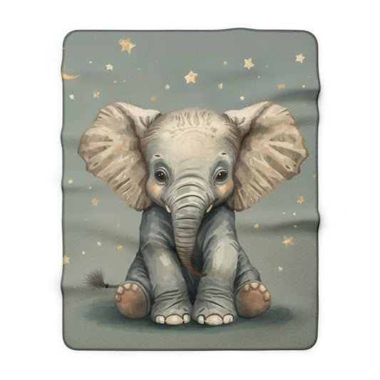 Baby Elephant Sherpa Blanket — Cute Nursery Throw for Kids & Newborn Gifts
