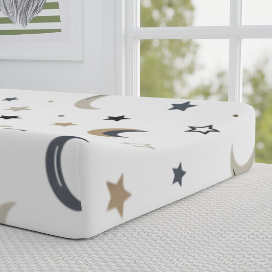 Changing Pad Cover – Moon & Stars Neutral Nursery Fitted Cover (Baby Changing Pad)
